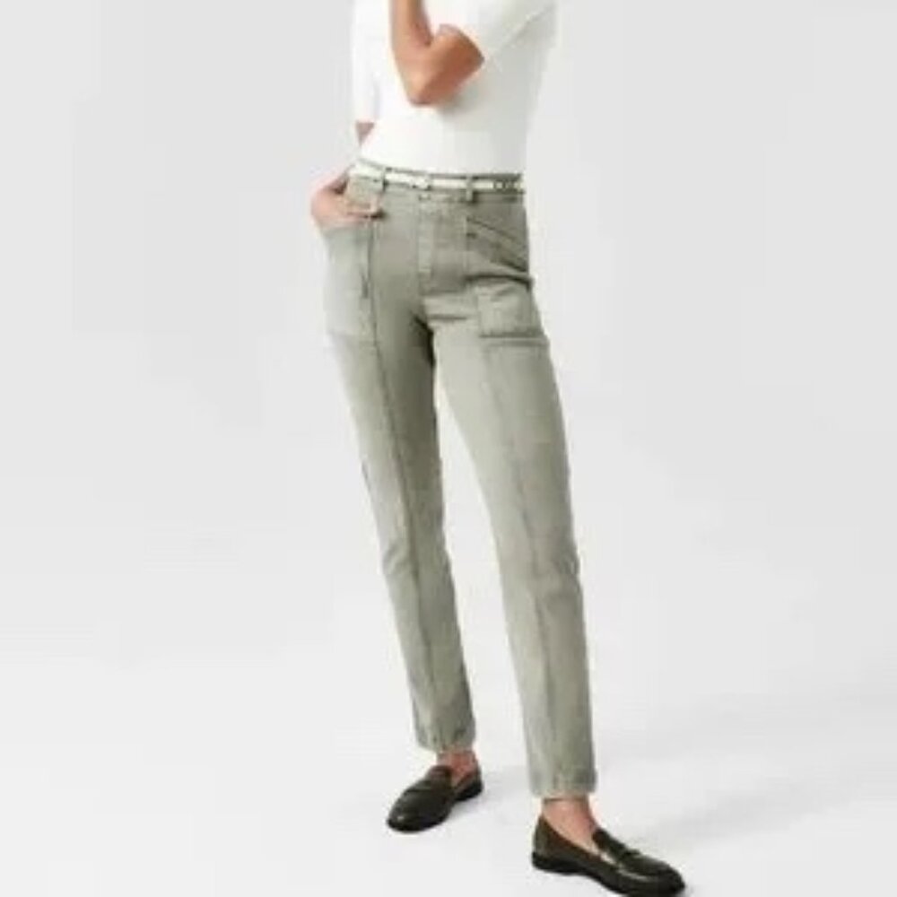 SPANX Stretch Twill Straight Leg Pant Olive Oil Size: M 6-8